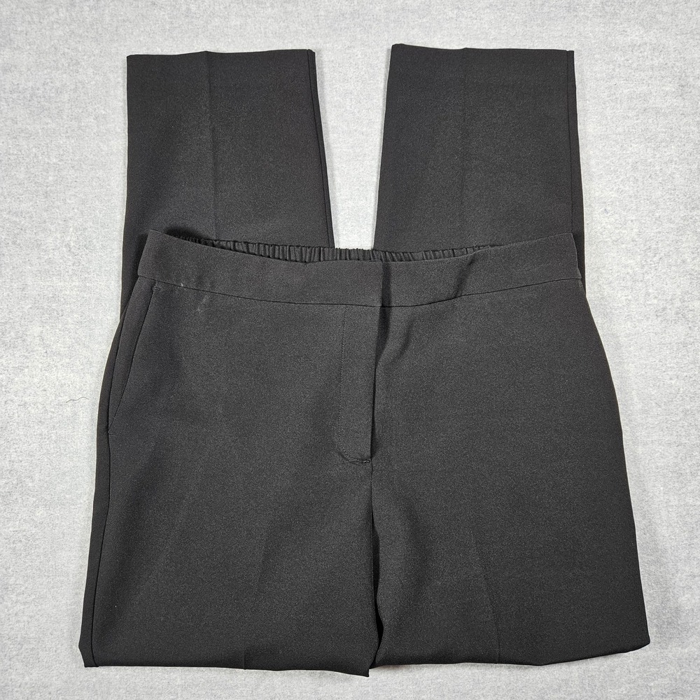 Adrienne Vittadini Womens Black Straight Leg Dress Pants Elastic Back Size 12